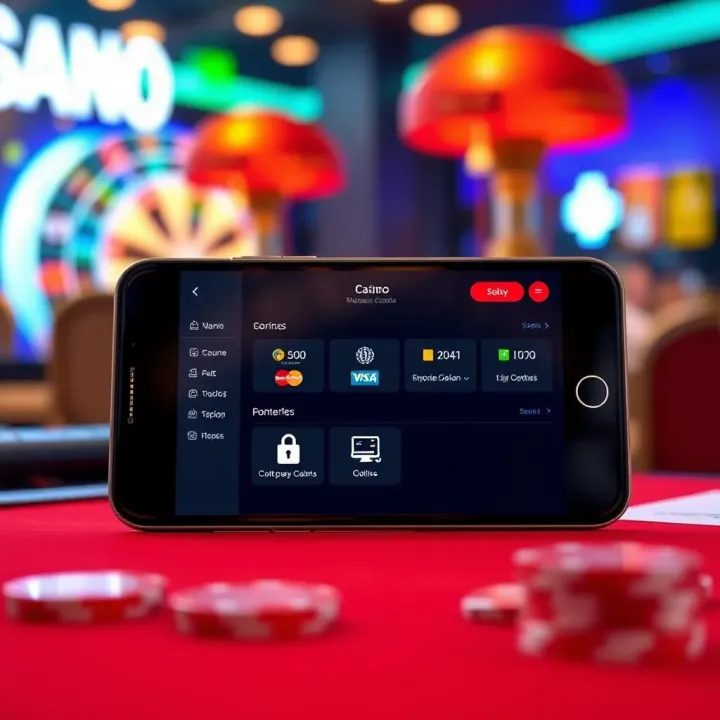 Secure online payment options showcased on a mobile device for casino transactions