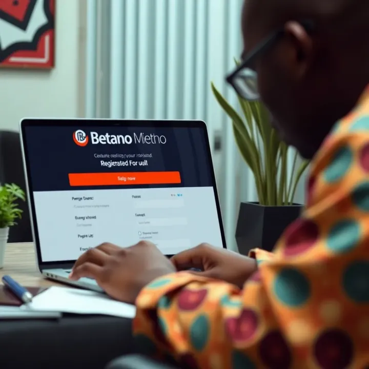 Nigerian user filling out Betano registration form on laptop