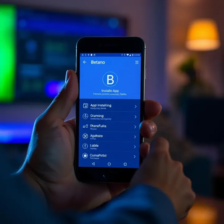 Betano App Installation and Device Compatibility Mobile phone showing app installation progress and compatibility icons