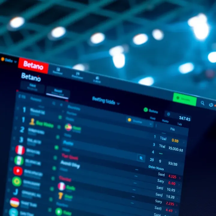 User interface of Betano betting platform displaying football odds and match details