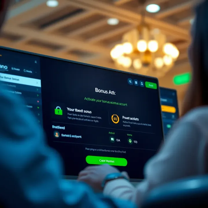 Illustration of a digital betting platform highlighting bonus activation options