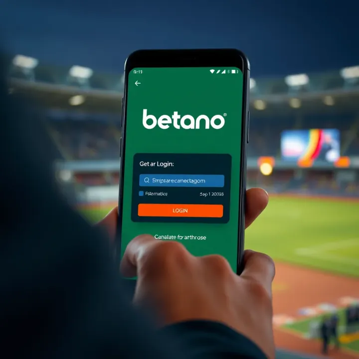 Accessing Betano Login Interface in Cameroon User entering login credentials on Betano betting platform on a mobile device
