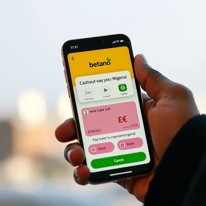 Mobile phone displaying Betano app with cashout option and Nigerian currency symbols