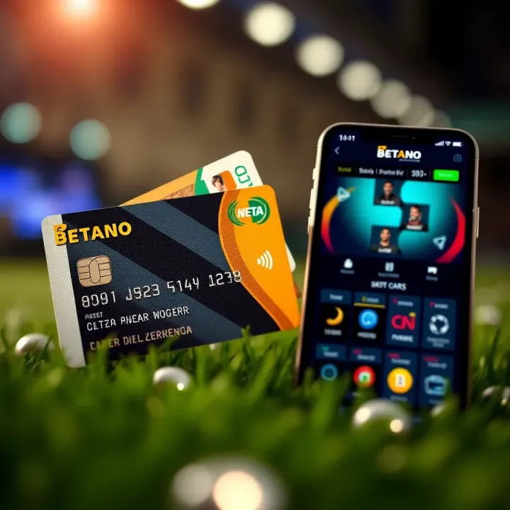 Betano credit card with Nigerian currency and mobile phone showing online betting app interface