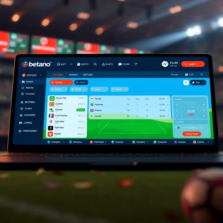 Dashboard showing betting options and account management features on Betano platform