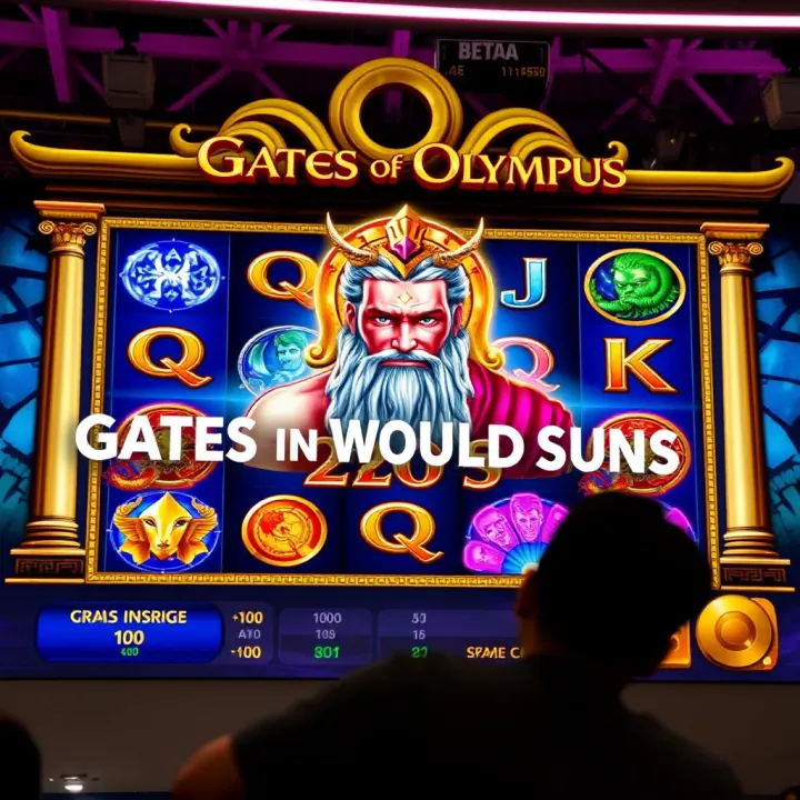 Colorful Greek mythology themed slot game screen showing Zeus and divine symbols