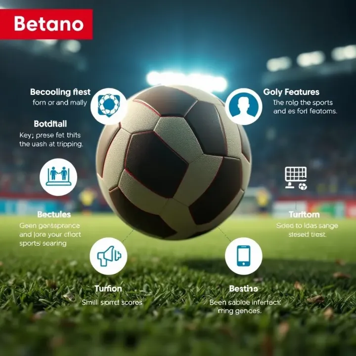 Graphical representation of Betano's key features for tracking sports scores and benefits for Nigerian fans