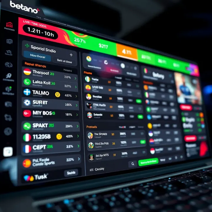 Dynamic live sports betting interface showcasing real-time odds updates on various popular sports