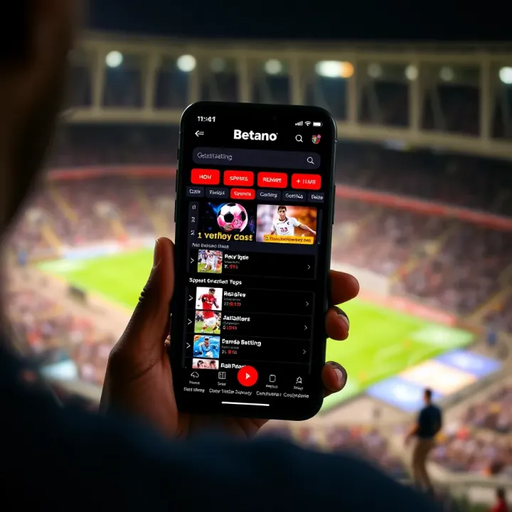 User interface of Betano mobile app showcasing sports betting options on a smartphone screen