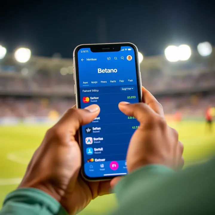 User navigating Betano Mobile app interface on a smartphone for placing sports bets
