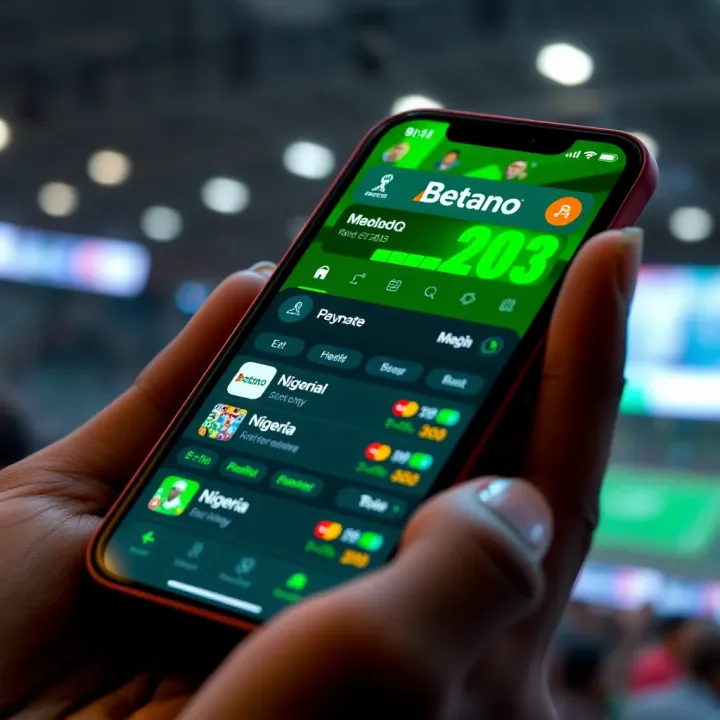Mobile device displaying Betano app interface with Nigerian currency and betting options visible