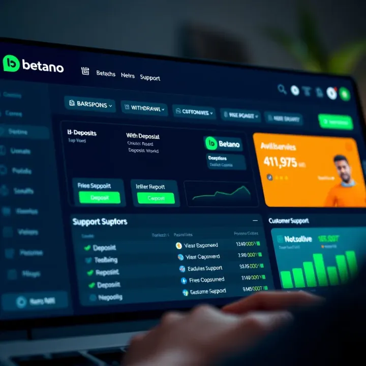 User dashboard displaying deposit, withdrawal options, and customer support features on Betano Nigeria platform