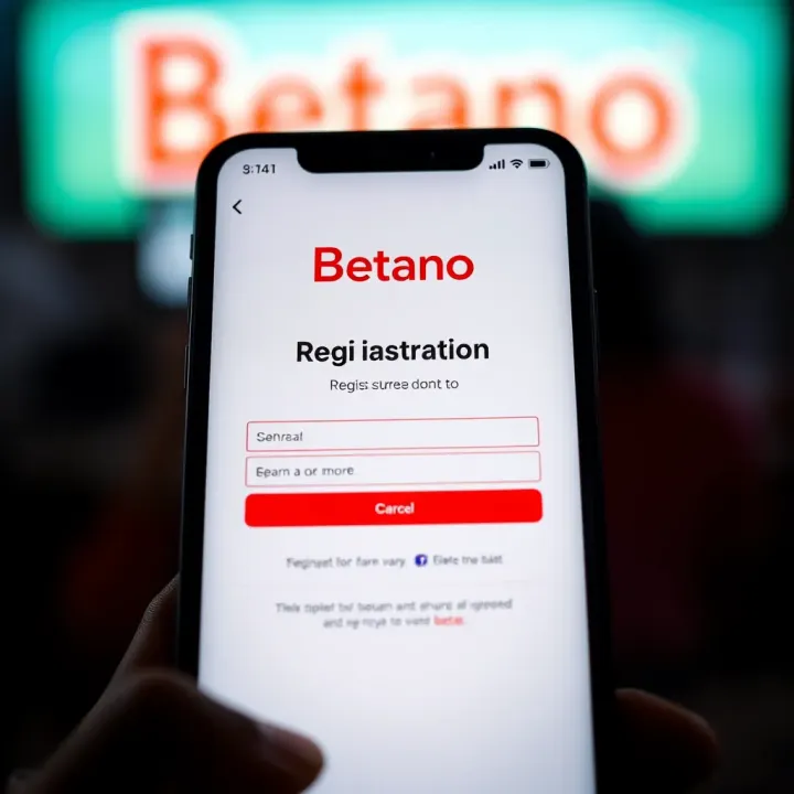 User interface displaying the Betano registration form on a smartphone screen