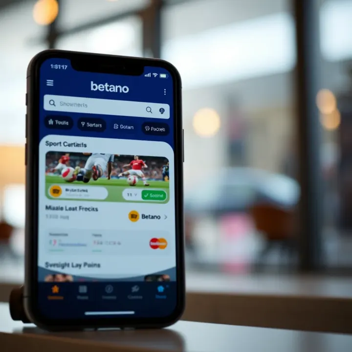 Screenshot displaying the main interface of Betano's former mobile booking app highlighting sports betting options