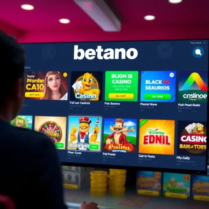 Digital casino games on Betano platform with bonus offers displayed