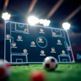 Close-up of a tactical football formation board highlighting player positions and strategies