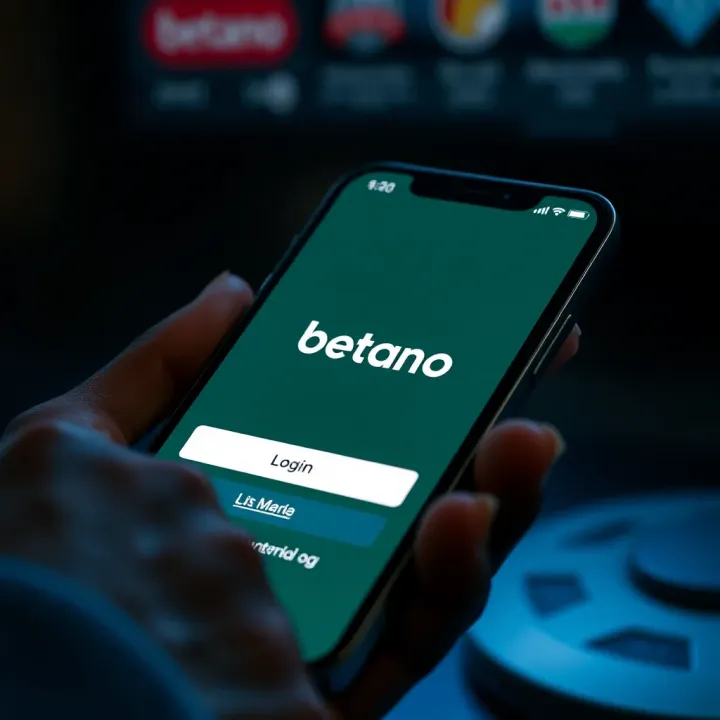 Login screen displaying Betano sports betting platform on a smartphone