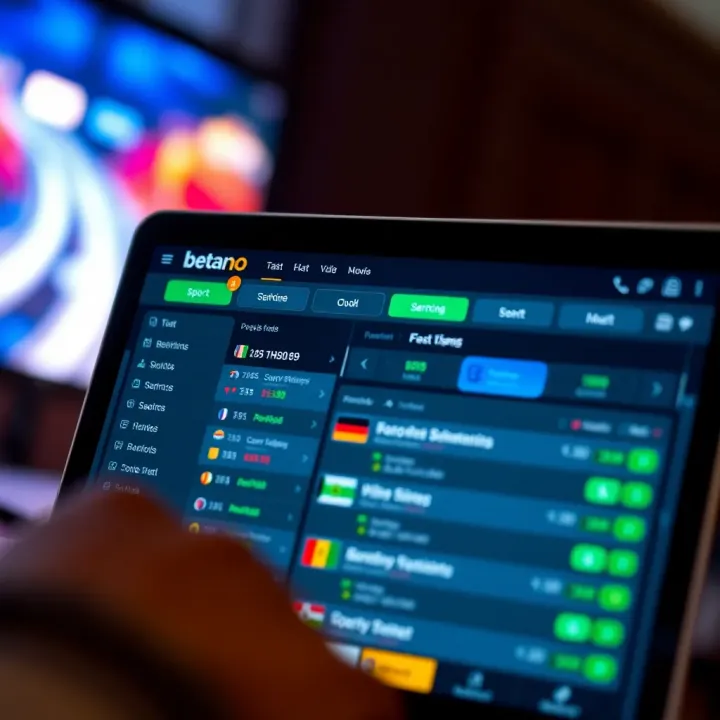 User interface showing sports betting options on Betano platform