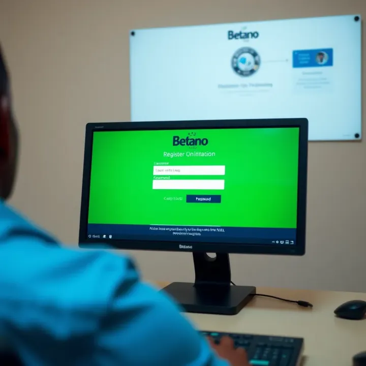 Screen displaying Betano UG registration form with input fields for username and password