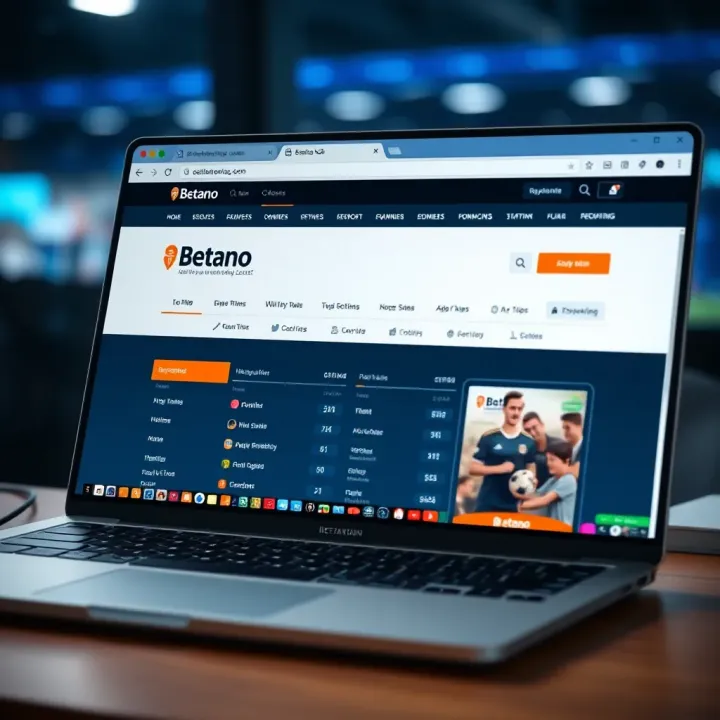 Screenshot of Betano website homepage showing navigation menu on a desktop browser