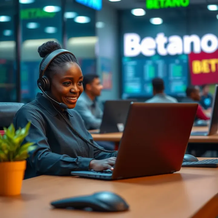 Customer support agent assisting with betting inquiries over phone and laptop