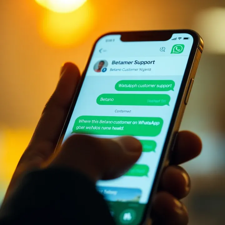 Smartphone screen displaying Betano customer support chat on WhatsApp