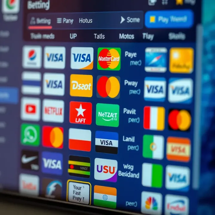 Various payment methods icons displayed on a digital betting site interface