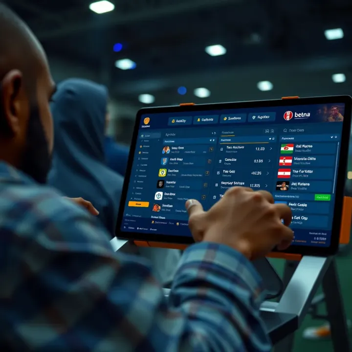 User navigating a secure online betting platform with sports options visible
