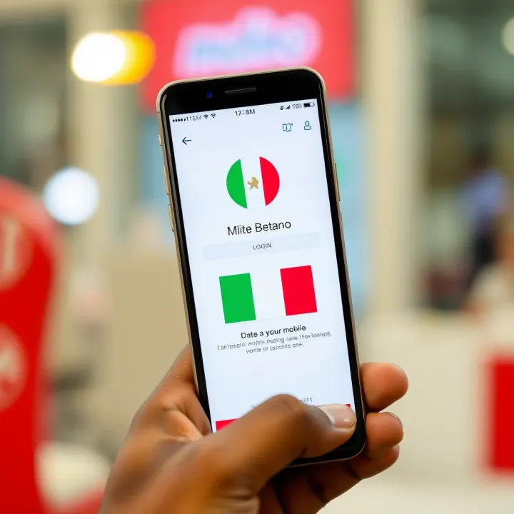 Smartphone displaying Mlite Betano mobile login screen with Nigerian flag icon