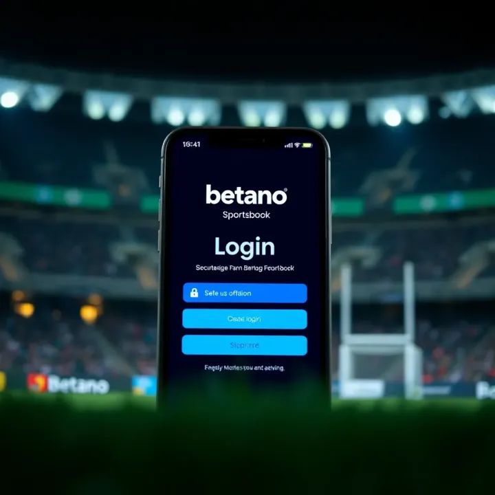 Mobile device displaying Betano sportsbook app login screen with secure access features