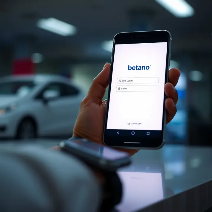 Mobile device displaying Betano app login screen with secure connection icons