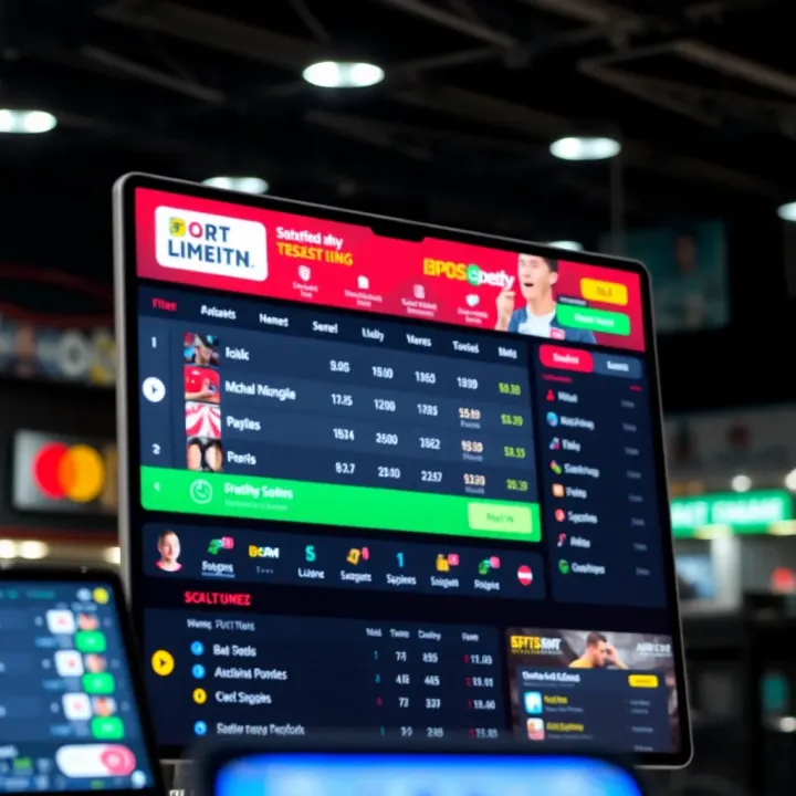 Digital betting platform interface showing various sports options and betting odds
