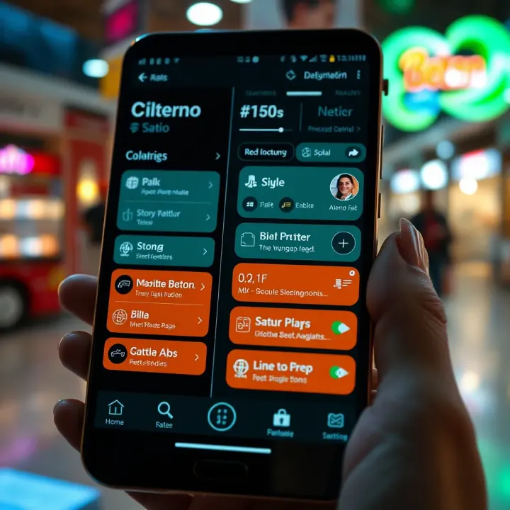 Illustration depicting key features and navigation options available on the retro Betano mobile app interface