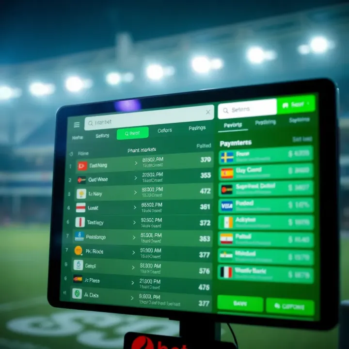 Illustration of Betano Nigeria betting markets and payment options displayed on a digital interface