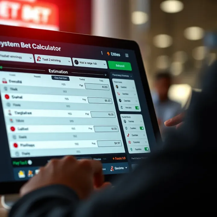 Interface of a system bet calculator displaying potential winnings and risk management options