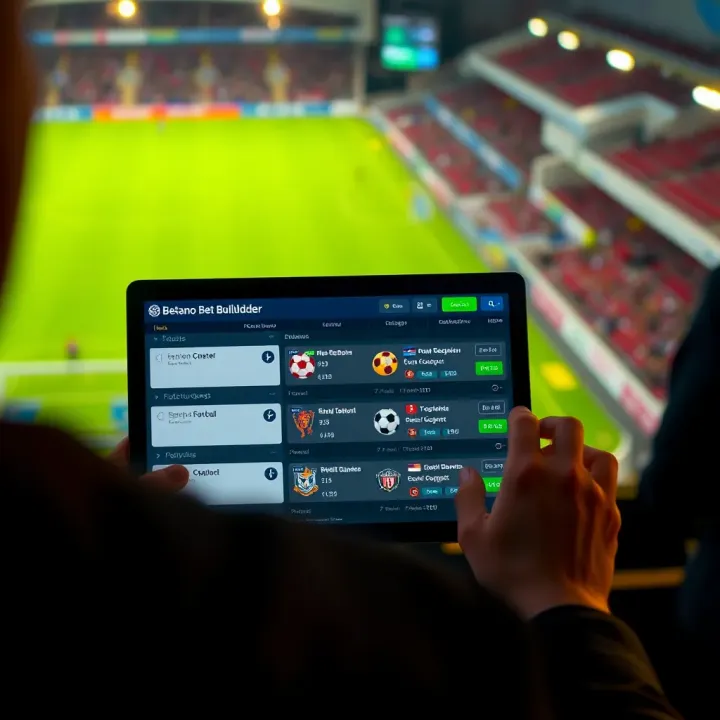User interface of Betano Bet Builder showing multiple football betting options combined in one slip