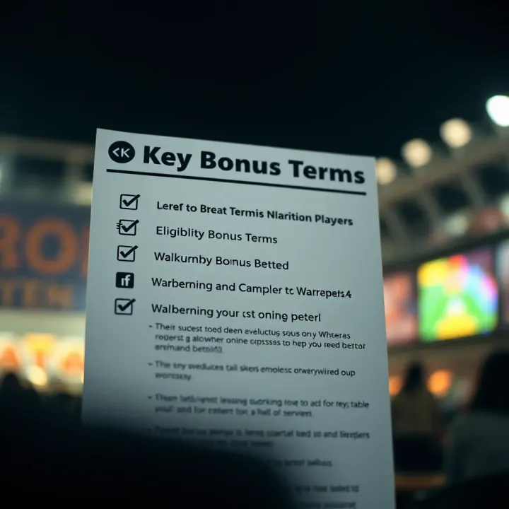 Illustration of a checklist highlighting key bonus terms like eligibility and wagering requirements for online betting